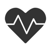frecuencia cardíaca de icono blanco y negro vector