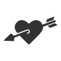 Black and white icon arrow heart vector