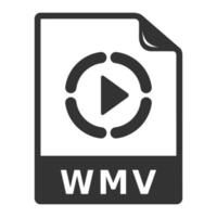 formato de archivo de video de icono en blanco y negro vector