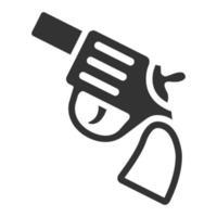 pistola de revólver de icono blanco y negro vector