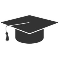sombrero de graduación de icono blanco y negro vector