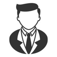 hombre de negocios icono blanco y negro vector