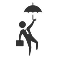 Black and white icon businessman umbrella vector