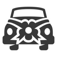 coche de boda de icono blanco y negro vector