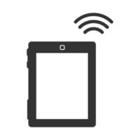 pc de la tableta de icono blanco y negro vector