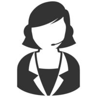 icono blanco y negro recepcionista femenina vector