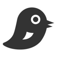 pájaro icono blanco y negro vector