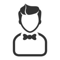 avatar de camarero de icono blanco y negro vector