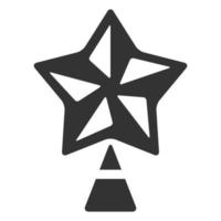 icono blanco y negro árbol de navidad estrella vector