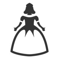 muñeca princesa icono blanco y negro vector