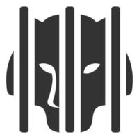 Black and white icon caged tiger vector