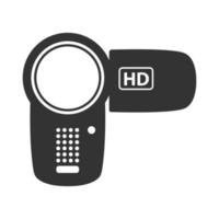 videocámara con iconos en blanco y negro vector