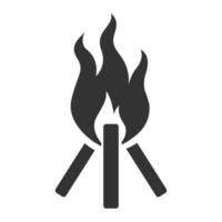 fuego de campamento de icono blanco y negro vector