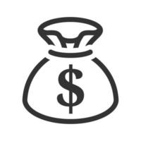 Black and white icon money sack vector