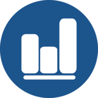 Business graph icons design in blue circle. png