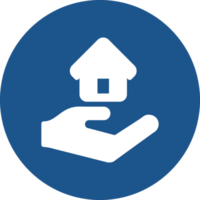 Home loan icons design in blue circle. png