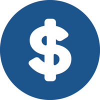 conception d'icônes de signe d'argent dans le cercle bleu. png
