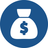 Money bag icons design in blue circle. png