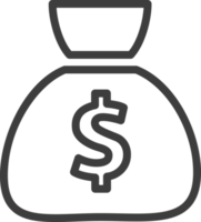 Money bag thin line icon, Business icon set. png