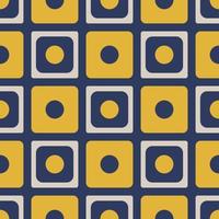 Colorful simple geometric pattern. Yellow-blue color small geometric square circle random shape seamless pattern background. Use for fabric, interior decoration elements, upholstery, wrapping. vector