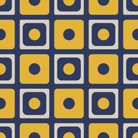 Colorful simple geometric pattern. Yellow-blue color small geometric square circle random shape seamless pattern background. Use for fabric, interior decoration elements, upholstery, wrapping. vector