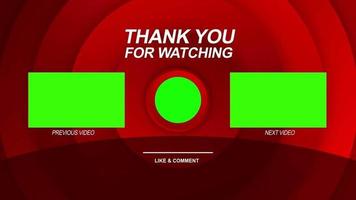 Red end screen video with text thanks for watching and subscribe Comment Share Green Screen