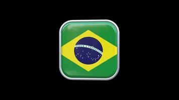 braziliaans 3d sqaure icoon animatie transparant achtergrond video