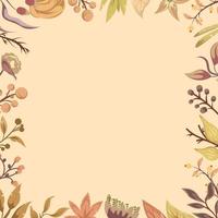 autumn decorative background with dried floral plant element frame vector