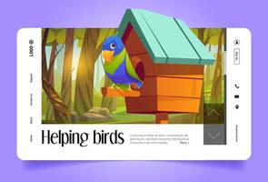 ayudar al aterrizaje de dibujos animados de aves, protección de la naturaleza vector