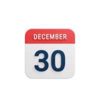 December Realistic Calendar Icon 3D Rendered Date December 30 png
