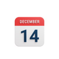 December Realistic Calendar Icon 3D Rendered Date December 14 png