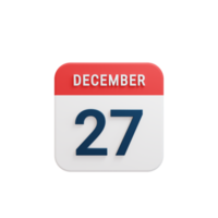 December Realistic Calendar Icon 3D Rendered Date December 27 png