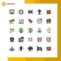 conjunto de 25 iconos modernos de ui símbolos signos para finanzas pascua creatividad cruz celebración elementos de diseño vectorial editables vector