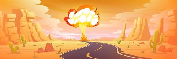 explosión de bomba nuclear en el desierto, hongo nuclear vector