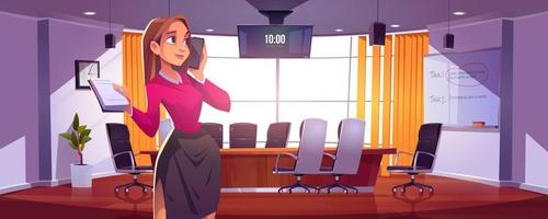 Businesswoman in conference room for meetings vector