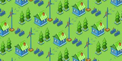 Green energy generation seamless isometric pattern vector