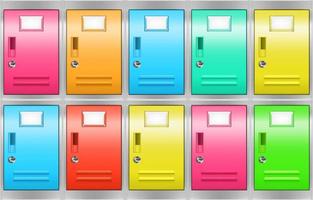 Steel locker cabinet with colored compartments vector