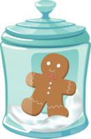 Christmas glass jar with gingerbread man cookies.