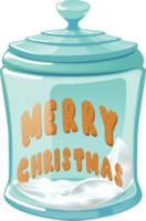 Christmas glass jar with Christmas tree gingerbread cookies. png