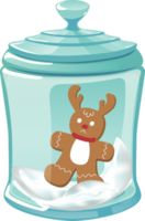 Christmas glass jar with deer cookies gingerbread. png