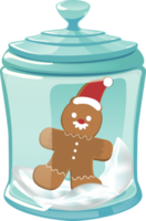 Christmas glass jar with gingerbread man cookies. png
