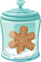 Christmas glass jar with gingerbread cookie star. png