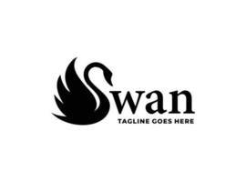 Swan simple flat logo design vector