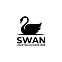 Swan simple flat logo design vector