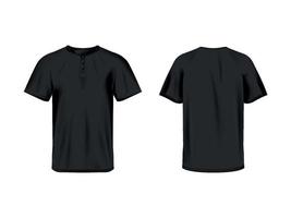 Realistic Black Henley Neck T Shirt Mock Up vector