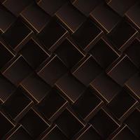 Dark brown seamless geometric pattern. Realistic 3d cubes with thin orange lines. Vector template for wallpapers, textile, fabric, wrapping paper, backgrounds. Texture with volume extrude effect.