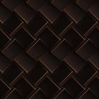 Dark brown seamless geometric pattern. Realistic 3d cubes with thin orange lines. Vector template for wallpapers, textile, fabric, wrapping paper, backgrounds. Texture with volume extrude effect.