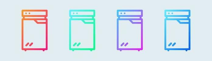 Freezer line icon in gradient colors. Refrigerator signs vector illustration.