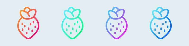 icono de línea de fresa en colores degradados. ilustración de vector de signos de fruta.