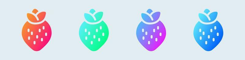 icono sólido de fresa en colores degradados. ilustración de vector de signos de fruta.